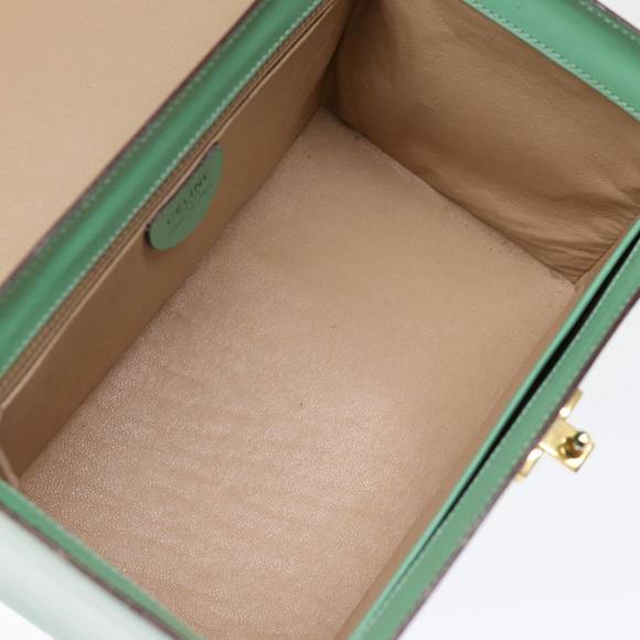 CELINE Vanity Cosmetic Pouch Leather Green Auth 74541 - Picture 11 of 16